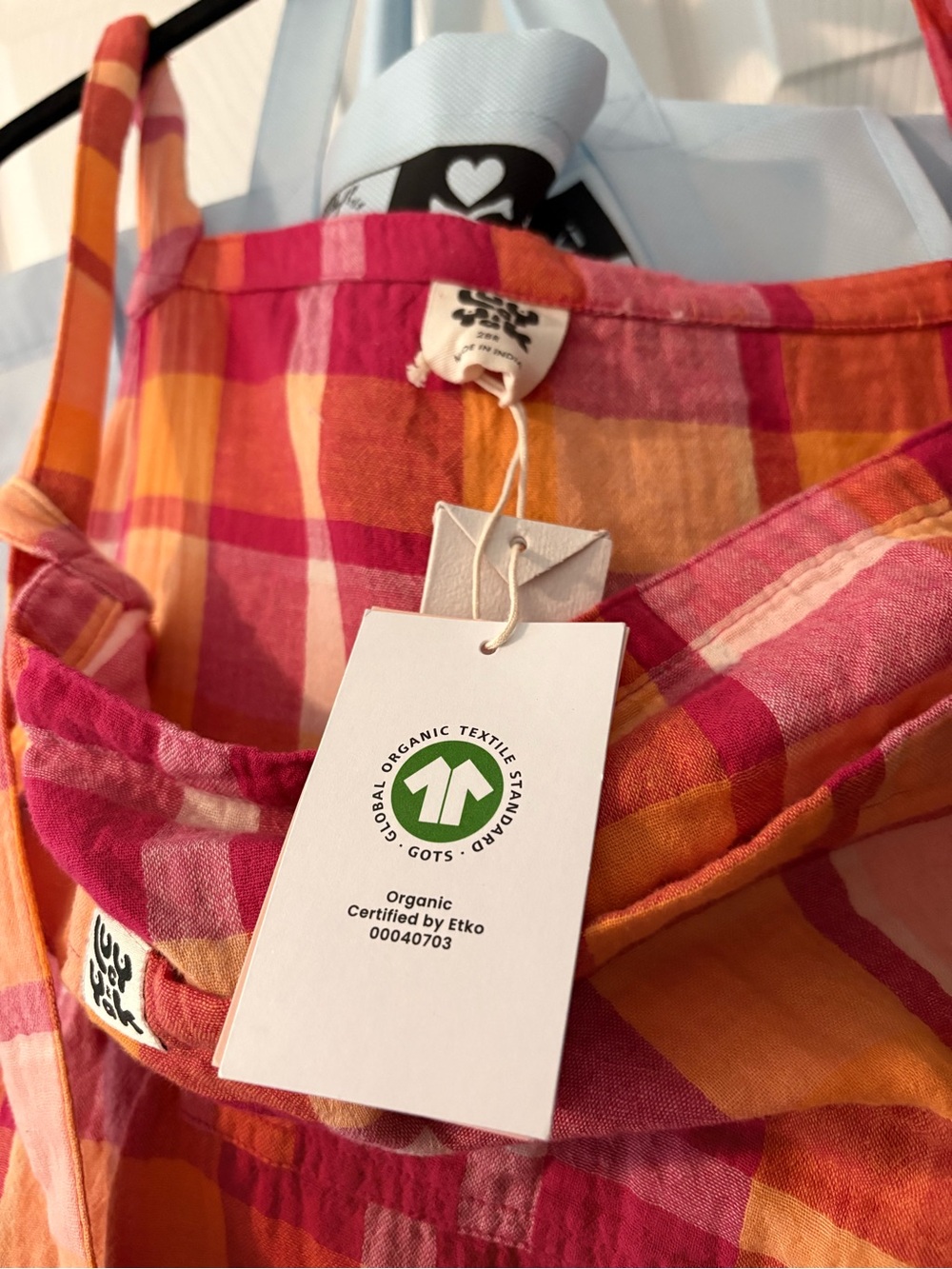 NWT Lucy & Yak Pink & Orange Plaid dungarees